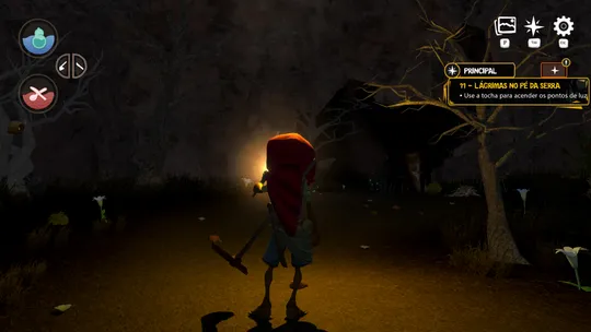 Cícera ilumina o caminho com uma tocha no escuro — ARIDA 2: Rise of the Brave
