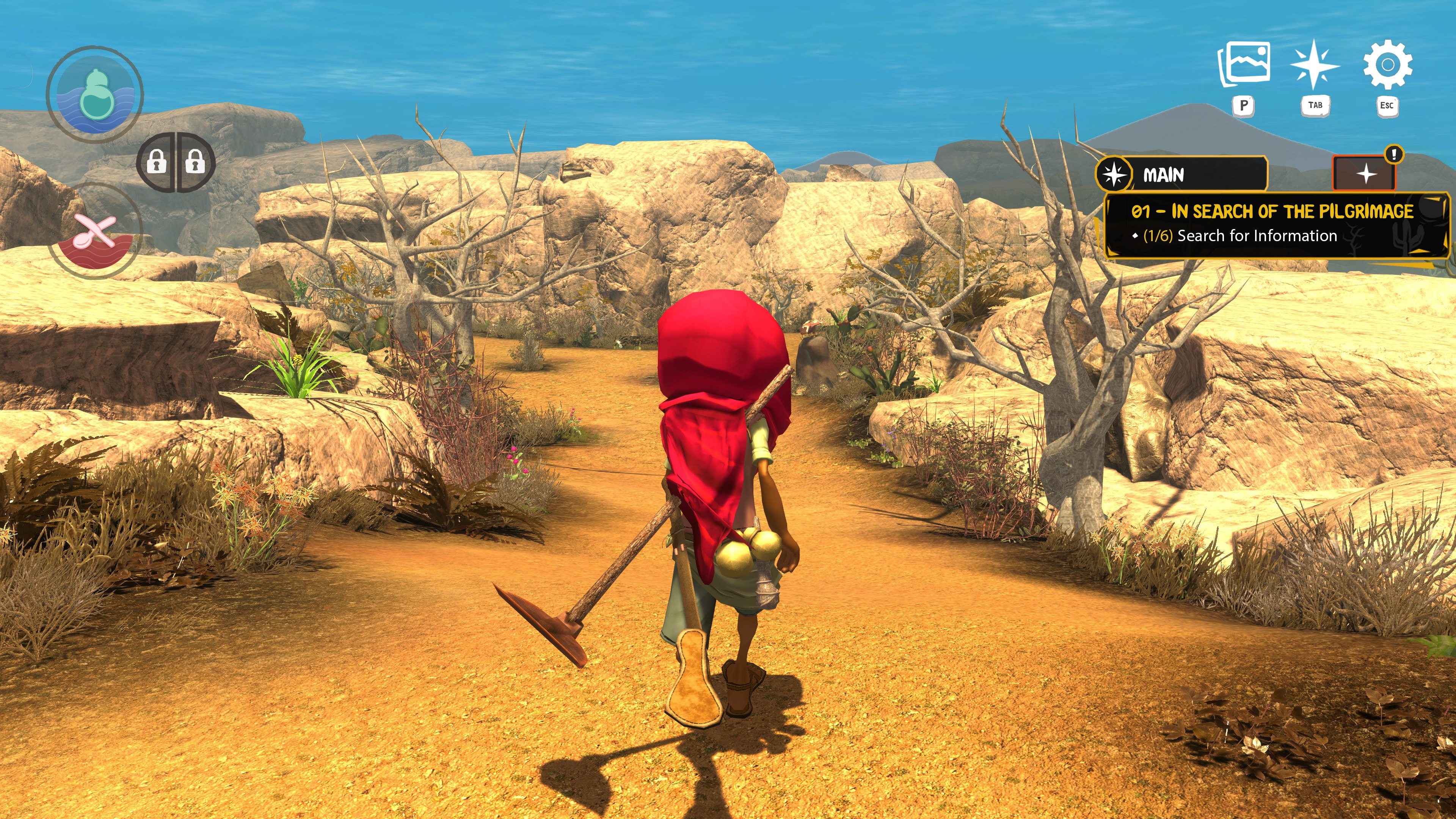 Cícera searching for the pilgrimage among the rocks of the sertão — ARIDA 2: Rise of the Brave