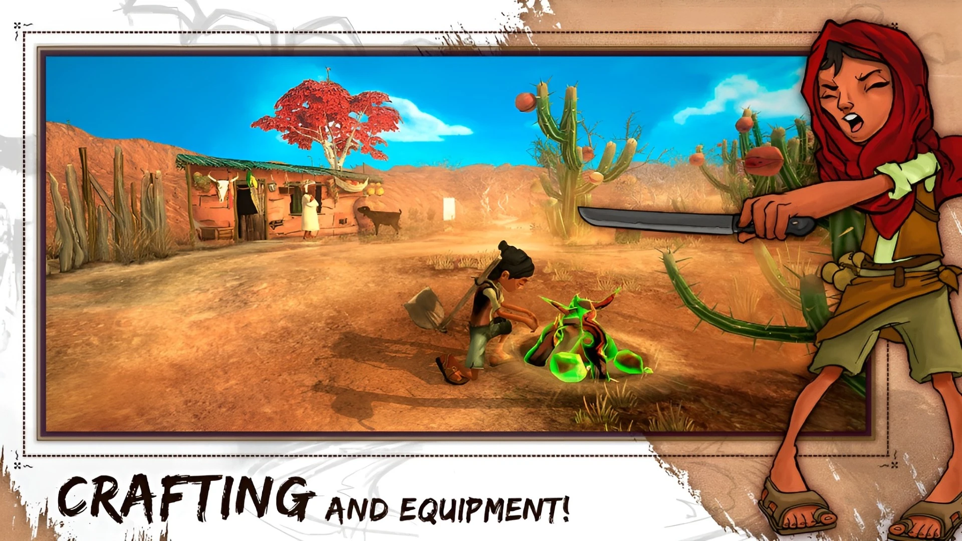 Resource gathering gameplay in the sertão — ARIDA: Backland's Awakening